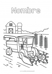 Colorear gratis Vehículos Cosechadora Vehículos agrícolas Granja Agricultor Oficios de la Granja
