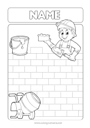 Free drawing Children's activities Trace and color Job Construction Jobs Mason Construction