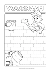 Gratis tekening Activiteiten voor Kinderen Trace et colorie Beroep Bouwberoepen Metselaar Bouwplaats, bouw