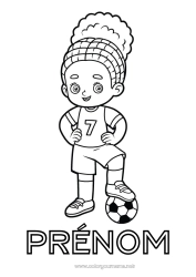 Coloriage gratuit Football Ballon de foot Sport Fille Sports d'équipe Football féminin Footballeur footballeuse