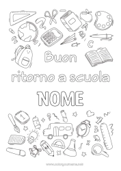 Colorazione gratuita Simboli Matita Cartella Globo terraqueo Rientro a scuola Messaggio di 