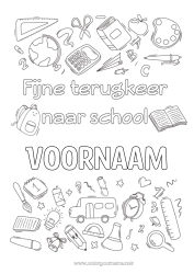 Gratis tekening Symbolen Potlood Schooltas Wereldbol Terug naar school 