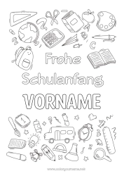 Kostenlose Zeichnung Symbole Bleistift Schultasche Erdball Schulbeginn 