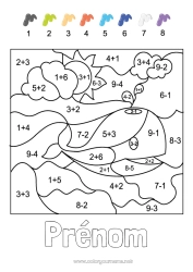 Coloriage gratuit Chiffre Baleine Coloriages magiques Activités enfants Animal Soustractions Additions Animaux marins ou aquatique