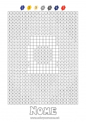 Disegno gratuito Numero Razzo Veicoli Colorare per numeri Attività per Bambini Spazio Veicoli aerei