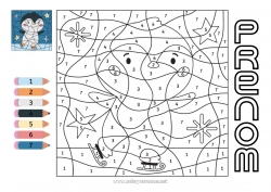 Dessin gratuit Hiver Chiffre Pingouin, Manchot Coloriages magiques Activités enfants Animal Oiseaux et mammifères volants