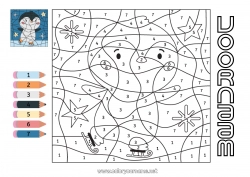 Gratis kleurplaat Winter Getal Pinguïn, Pinguïn Kleuren op nummer Activiteiten voor Kinderen Dier Vogels en vliegende zoogdieren