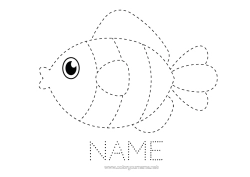 Free colouring Children's activities Animal Fish April Fool's Day Trace and colour. Marine or aquatic animals