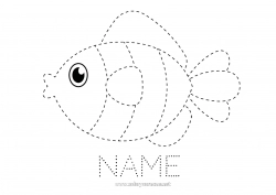 Free coloring Children's activities Animal Fish April Fools' Day Trace and color Marine or aquatic animals