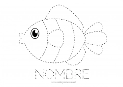 Colorear gratis Actividades para niños Animales Pescado Día de los Inocentes Trazo y color Animales marinos o acuáticos