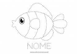 Disegno gratuito Attività per Bambini Animale Pesce Pesce d'aprile Traccia e colora Animali marini o acquatici