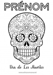 Coloriage gratuit Crâne Día de los Muertos