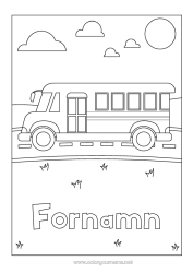 Gratis färgläggning Fordon Buss, bil Kollektivtrafik på land