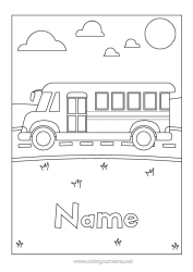 Free colouring Vehicles Bus, car Land public transport