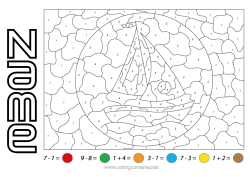 Colouring to customise Figure Vehicles Magic Colouring Books Children's Activities Boat Subtractions Additions Sailboat Marine Vehicles