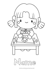 Free colouring Girl Coloured pencil School Pencil Classroom Pupil Stationery supplies Lectern