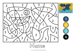 Free drawing Number Coloring by numbers Children's activities Animal Easy coloring pages Shark Marine or aquatic animals