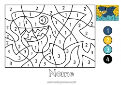 Disegno gratuito Numero Colorare per numeri Attività per Bambini Animale Disegni da colorare facili Squalo Animali marini o acquatici