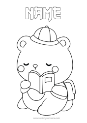Free colouring Bear Animal Teddy bear Book Forest animals Reading School bag Pupil
