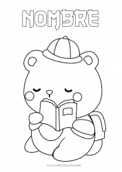 Colorear gratis Llevar Osito Libro Animales del bosque Lectura Mochila escolar Estudiante