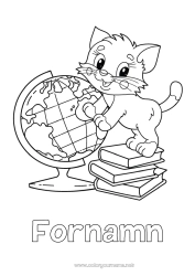 Gratis färgläggning Katt Djur Bok Hundar och katter Läsning Jordglob