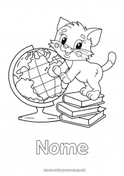 Disegno gratuito Gatto Animale Libro CanI e gatti Lettura Globo terraqueo