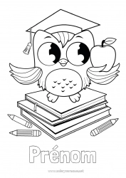 Coloriage gratuit Chouette, Hibou Animal École Livre Oiseaux et mammifères volants Lecture Rentrée scolaire