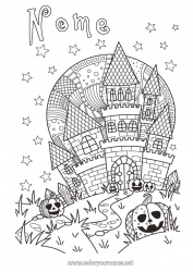 Disegno gratuito Zucca Castello Halloween