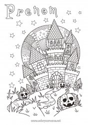 Coloriage gratuit Citrouille Château Halloween