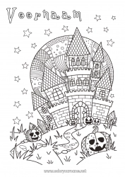 Gratis kleurplaat Pompoen Kasteel Halloween