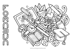 Gratis tegning Skole Doodle Skolestart Skoleutstyr Kompass