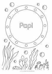 Coloriage enfant Mer Véhicules Bateau Nom décoré Marin Véhicules maritimes Marin pêcheur Métiers de la mer