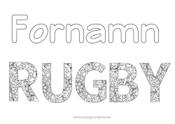 Gratis färgläggning Sport Mandala Rugby Zentangle Lagsporter