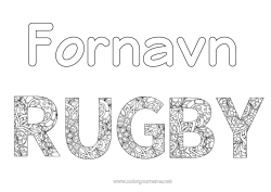 Gratis farvelægning Sport Mandala Rugby Zentangle Holdidræt