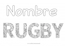 Colorear gratis Sport Mandala Rugby Zentangle Deportes en equipo