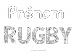 Dessin gratuit Sport Mandala Rugby Zentangle Sports d'équipe