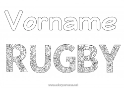 Kostenlose Malvorlage Sport Mandala Rugby Zentangle Mannschaftssportarten