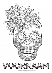 Gratis tekening Bloemen Schedel Dia de los Muertos