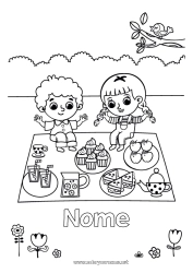 Desenho grátis Criança Frutas Bebida Guloseimas, doces Cupcake Picnic Maçã Limão Sanduíche