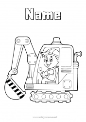 Coloring to customize Excavator Construction machinery Construction Jobs