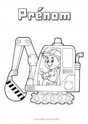 Coloriage gratuit Véhicules Pelleteuse Engins de chantier Métiers du chantier