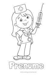 Pagină de colorat gratuită Doctor medic Meserii în domeniul sănătății