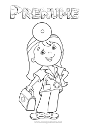 Pagină de colorat personalizată Doctor medic Meserii în domeniul sănătății