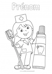 Coloriage gratuit Docteur médecin Métiers de la santé Dentiste