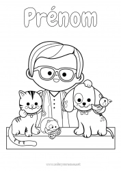 Coloriage à personnaliser Chat Chien Chiens et chats Métiers de la santé Vétérinaire