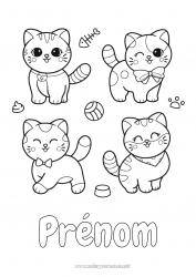 Coloriage gratuit Mignon Chat Kawaii Animal Chiens et chats