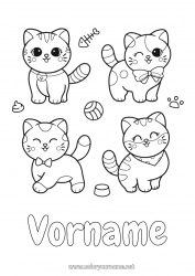 Malvorlage anpassen Niedlich Katze Kawaii Tier Hunde und Katzen