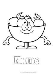 Colouring to customise Fruit Banana Pear Apple