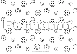 Gratis färgläggning Utsmyckat namn Smiley Dekorativ bakgrund