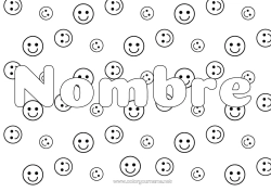 Colorear gratis Nombre decorado Emoticono Fondo decorativo